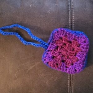 Handmade Purple and Blue Crochet Pouch